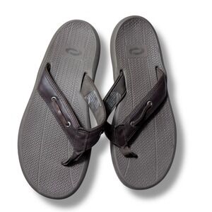 Mens O'Rageous Brown Faux Leather Flip Flops Sandals Size 11 Beach Summer